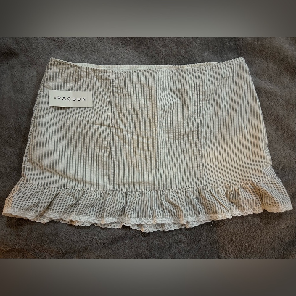 pacsun lace detail striped mini skirt